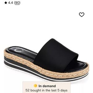 Journee Collection Black Espadrille Slides